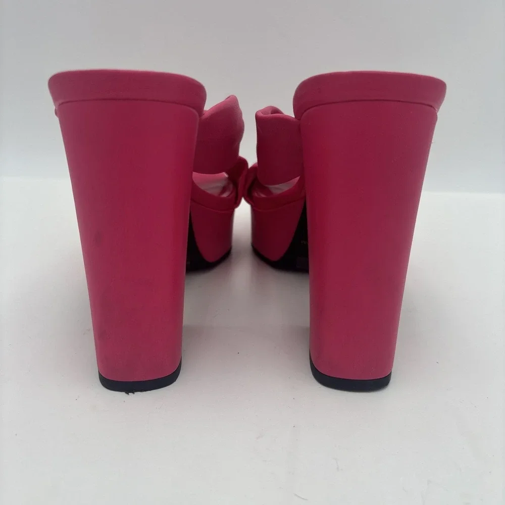 Open Edit Platform Sandals Size 6 Pink Square Open‎ Toe Knotted Heels